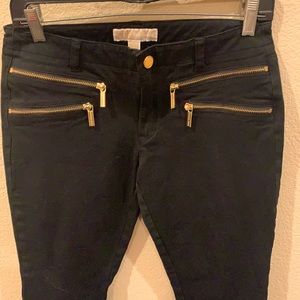 GOLD ZIPPER BLACK MICHAEL KORS PANTS